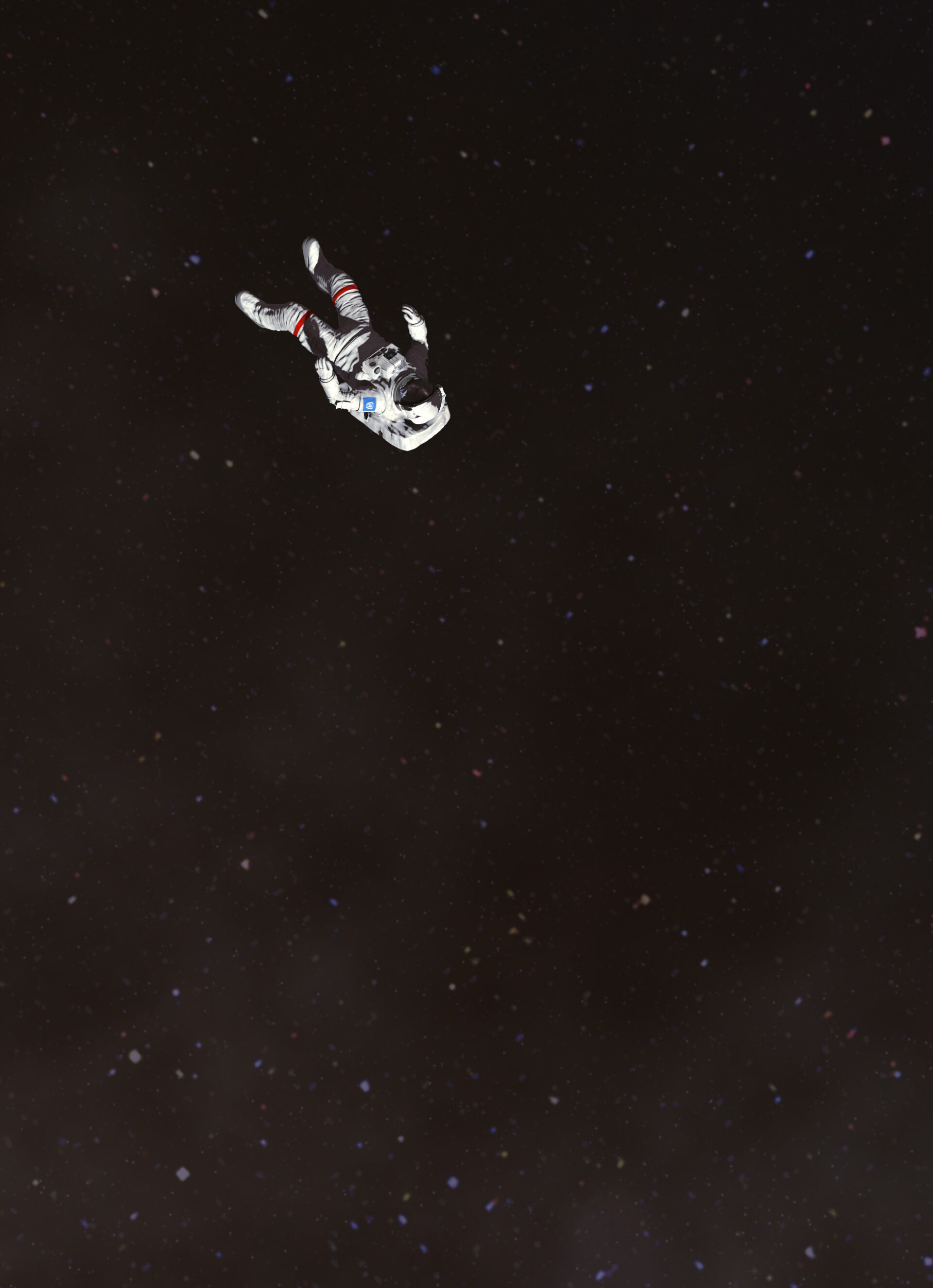 3d rendering of an astronaut lost in the void of space